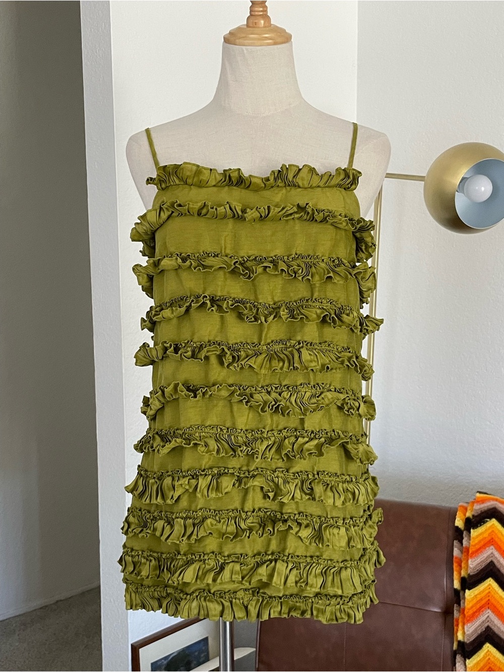 Editions Sezane Princia Ruffle Tier Linen Silk Dress - Picture 2 of 9